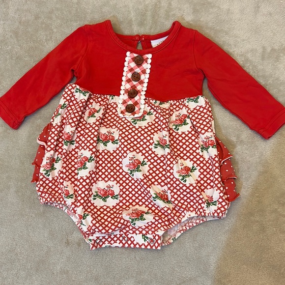 Swoon Baby, Red Romper w/ Ruffle butt ~ 3mo - Picture 1 of 5